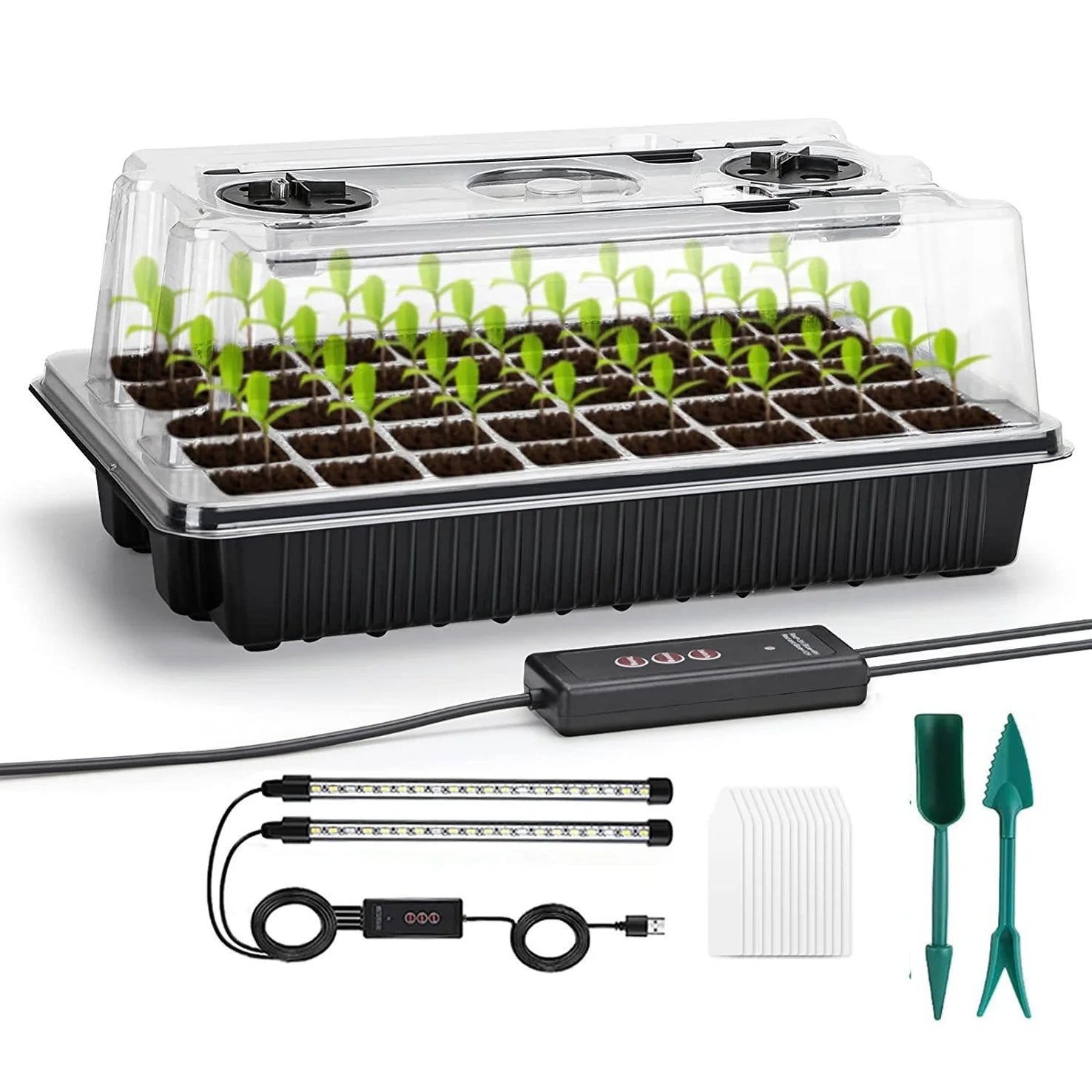 1 Set, Seed Starter Trays With 2 Long Strip Grow Lights, 40 Cells Seed Starter Kit With Humidity Dome For Home Gardene Quick Pick Grocers